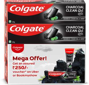 Colgate Charcoal Clean Toothpaste (120g x 4pcs) with Uber/Bookmyshow voucher Toothpaste