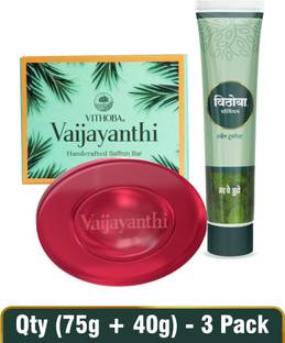 Vithoba Premium Toothpaste 40g & Vaijayanthi Handcrafted Saffron Soap 75g Toothpaste