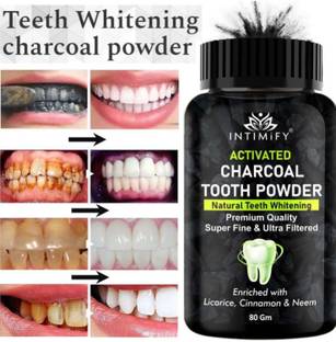INTIMIFY Charcoal Teeth Whitening Powder, For Yellow Stain, Eliminates Bad Breath