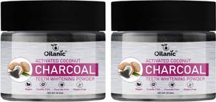 Oilanic 100% Pure Coconut Charcoal tooth Powder Combo Pack Of 2 Jars of 50 gms(100 gms)