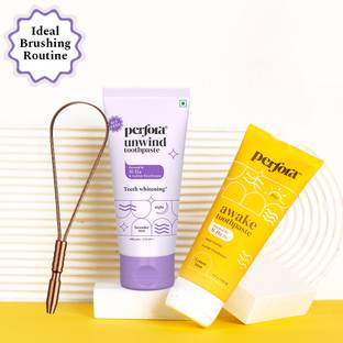 Perfora Tongue Cleaner & The Daily Routine Awake & Unwind Combo Toothpaste