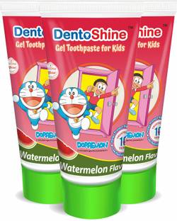 Dentoshine Gel toothpaste for Kids (Doraemon) - Watermelon (Pack of 3) - 80 g each Toothpaste