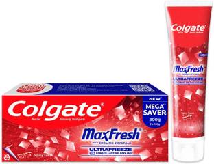 Colgate MaxFresh Toothpaste, Red Gel Paste with Menthol - Spicy Fresh (Combo Pack) Toothpaste