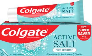 Colgate Active Salt Toothpaste with Salt and Mint, Daily Germ Protection (Combo Pack) Toothpaste