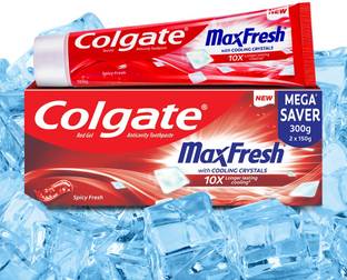 Colgate MaxFresh Toothpaste, Red Gel Paste with Menthol - Spicy Fresh (Combo Pack) Toothpaste