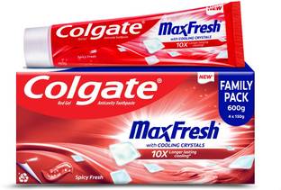 Colgate MaxFresh Toothpaste, Red Gel Paste with Menthol - Spicy Fresh (Combo Pack) Toothpaste