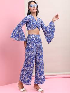 Tokyo Talkies Casual Printed Women Blue Top