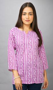 New Age Creation Casual Checkered Women Purple Top