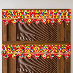 DEKOVISE Traditional Embroidered Wall Hanging Toran with Pom Pom Design(Pack of 2) Toran