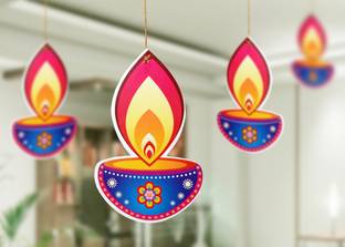 TOYXE Paper Hanging Deepak for Diwali Decoration Toran