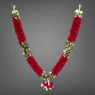 RishiArt Rishi Garland for God Photo Frame Decoration Flowers Pink and White Soft Fabric Garland