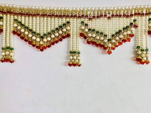 PREETENCY Crystal Toran,White Moti Zula,Wall Hanging Bandarwal For Home Door Toran