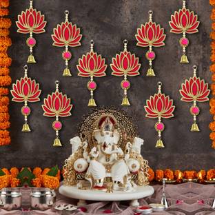 Jack Lawrence Home Decor and Festive Decorations Lotus Wall Hanging with Bells – Set of 10 Toran