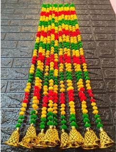 Sazavat store Set of 4 Piece Red Yellow and Green Toran for Diwali, Marriage Home Decor Toran