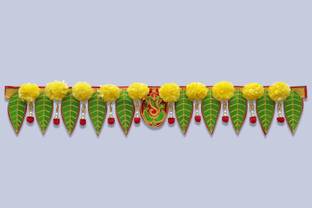 SHREEJI HANDICRAFT Ganesh pan With Artificial Yellow Marigold Flower Door Toran