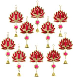 GRAYSEE Handmade Pom Pom Style Lotus Wall Door Hanging Bandanwar Latkan Decoration-10pcs Toran