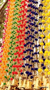 DRUPE WORLD Decor Pum-Pum Latkan 5 Pcs. - 115 cm Long Each Home Room Office Entrance Welcome Toran