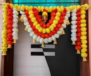 DEITY DT LIFE STYLES ARTIFICIAL MARIGOLD FLOWER DOOR SET HANGING GARLAND ( 4G ) PACK OF 1 Toran