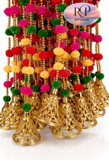 Rpdam 4 PIECE_POMPOM FLOWER TORAN/WALL HANGINGS multicolor Toran