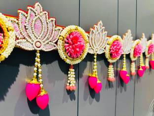 The ArtBlleZon Plastic Beads lotus and artificial flower Door Hanging/Bandarwal/Toran for Door. Toran