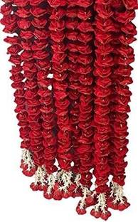 Nutts Artificial Rose (Gulab),53 Flowers, 5 ft Long Pack Of 4, Diwali decoration items Toran