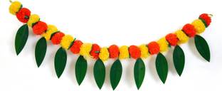 DigiRake Marigold & Mango Leaf Plastic Toran | Door Hanging | Decoration Items For Puja Toran