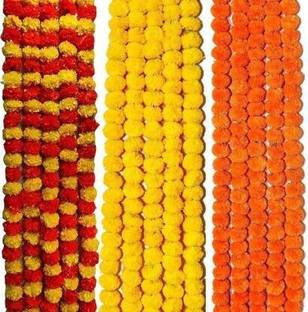 OakAndAura 15 PC Combo Artificial Multicolor Long Marigold Plastic Garland