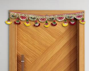 POOJA GHAR Premium Gota Patti Handmade Door Hanging/ Bandarwal /Toran for Door (42 Inches) Toran