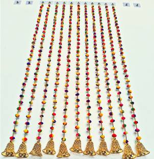 Sazavat store Set of 4 Piece Multi Color Pom PomToran for Diwali, Marriage Home Decor Toran