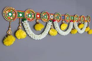 AGENZIA EXIM AGENZIA EXIM Traditional Marigold Flower Pearl Beads Toran For home Decorate. Toran