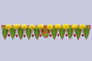 SHREEJI HANDICRAFT Ganesh pan With Artificial Yellow Marigold Flower Door Toran