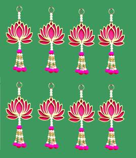 GRAYSEE 8Pcs Lotus Wall Door Hanging Bandanwar Latkan for Home Pooja Room Decor Diwali Toran