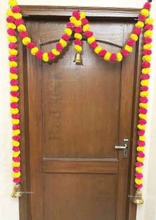 AARSHI CREATION Artificial Marigold Fluffy Flower Single Line Toran Set Door Hanging Toran