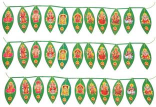 DigiRake Artificial Mango Leaf Thoran - Showcasing Multiple Indian God Photos (Pack of 3) Toran