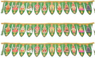 DigiRake Artificial Mango Thoranam With Gold Lace | Toran For Pooja Mandir (Pack of 3) Toran