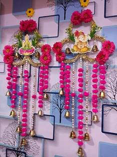 SellPlus Laxmi Ganesh ji Chudi Pom-Pom Bell Hanging Toran