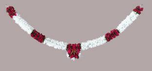 SujArta Toran, Premium Artificial Jasmine Flower with Gold Chakra 3.3 Ft for Pooja Doors Toran