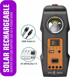 Daily Needs Shop Chargeable Inverter Light Set With Study Lamp + 3 Bulb 1 USB Charging Port Torch