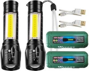 Wifton (Pack of 2) Mini Pocket Light Zoom COB USB Charging Led Water Proof TorchR Torch