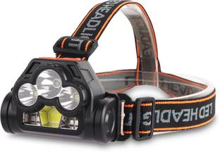 ECOSKY USB LED Rechargeable Headlamp Torch With Warning RED and blue Indicator light Torch