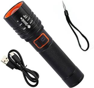 Apro High Power Rechargeable Type-C Chargeable Heavy duty 80W LED bright torch 5 hrs Torch Emergency Light