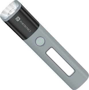 Portronics Eco Glow 2 Rechargeable Tactical LED Torch, Adjustable Focus & Side Panel Light Torch