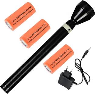 QTX SMALL SUN Rechargeable 1500 Meter LED Waterproof 3 Mode High,Low,Sos Industrial Security Purpose Metal Flashlight Torch Emergency Light Torchlight Torch