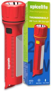 SPICELITE Thunderbolt 6W Rechargeable LED Torch With Powerful Beam & Emergency Side Light Torch