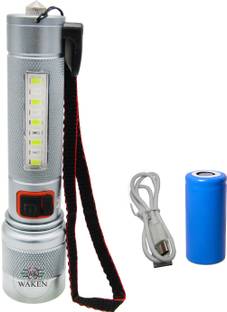 Waken Self Defence Torch with Seat Belt Cutter 5 Lighting Modes With Red-Blue Blinker Torch
