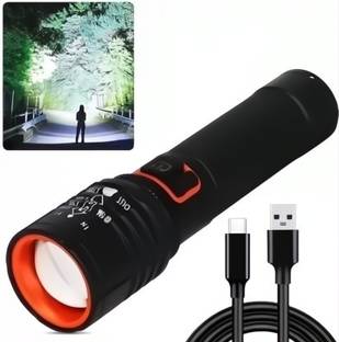 FINARO Metal Body Light Long Range 2 in 1 Long Distance Up to 0.4 Km high power Torch