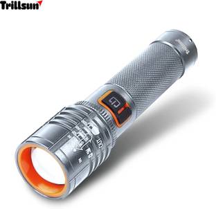 Trillsun 200W Telescopic Zoom Flashlight torch Adjustable 5 Modes Rechargeable Torch