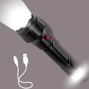 OT SUPER 500 Meter Long Beam 2 in1 Waterproof Led Flashlight Torch With Rechargeable Torch