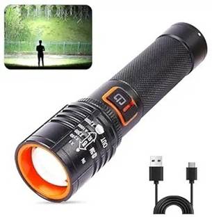 Zeno volt Metal LED Torch Flashlight, XML T6 Water Resistance 5Modes Adjustable Focus 5 hrs Torch Emergency Light