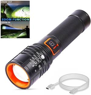 Dazzel Flex Metal Led Light Long Range 1000 Meter|1 Km High Power Zoomable & Type-C Torch